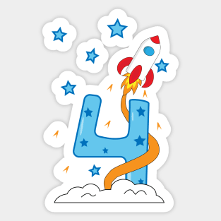 4th birthday with spaceship Sticker